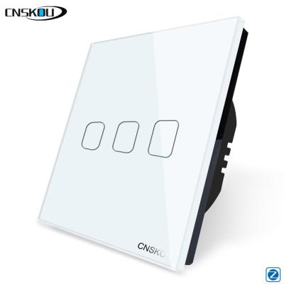 Chine 3Gang 1Way Zigbee Switch EU 3 Band 1 Way Zigbee Light Wall Touch Switch With Tuya App à vendre