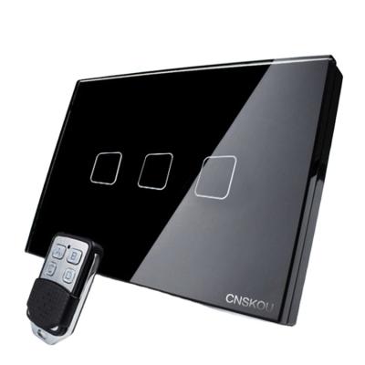 Chine US 3 Band Home RF Control 433mhz Remote Backlight Smart Glass Panel Touch Switch Remote Switch à vendre