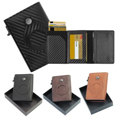 China Fashion Spring Money Clip High Quality Unisex Automatic Credit Card Wallet RFID Card Bag With AirTag Cover PU Leather Men Clip Case for sale