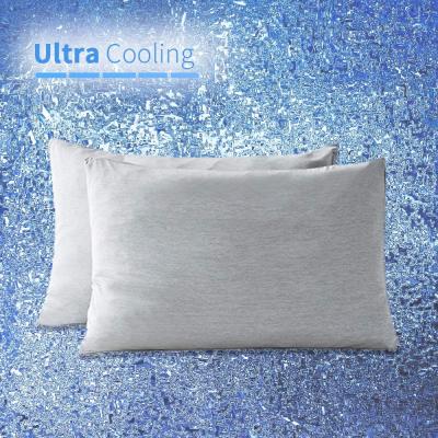 China Gray Cooling Cooling Pillow Covers Cases With Cooling Fiber For Sleep Pillowcase Soft Breathable Cooling for sale