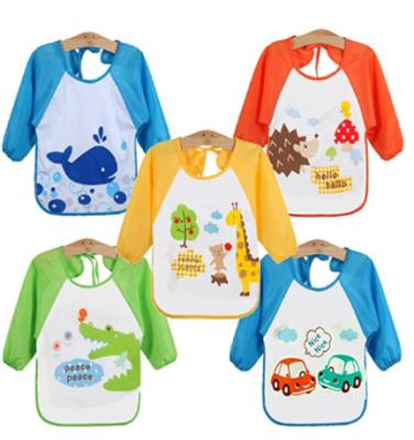 China infants & Custom Toddlers Set of 5 Color Baby Long Sleeved Bibs Waterproof Sleeved Bib For 6-36 Months for sale