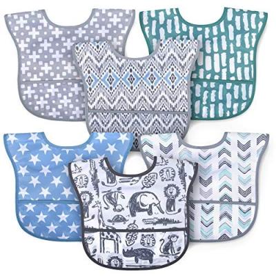 China infants & Custom Toddler Baby Bibs Adjustable Waterproof Baby Bibs with Food Catcher Pouch Pocket Bibs with Snaps for Babies Toddlers for sale