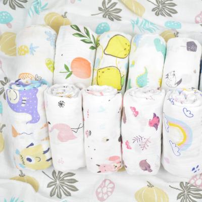 China Wholesale Custom 2 Layers PORTABLE Organic Bamboo Baby Blanket 70% Cotton Wraps Muslin For Wrapping Blankets for sale