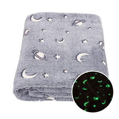 China Fireproof Cheap Starry Nights Shear Magic Luminous Glow In The Dark Blanket for sale