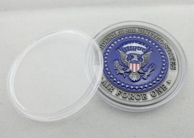 China Metal Air Force One Coin / Zinc Alloy Personalized Enamel Coins with Antique Silver Plating for sale