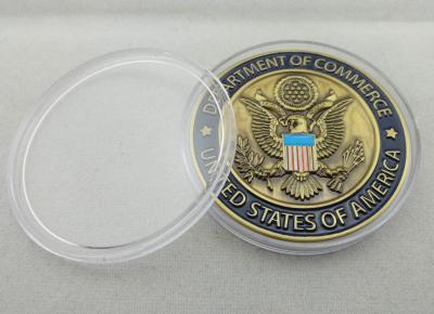 China 3D Custom Commerce Iron / Brass / Copper Awards Coin with Clear Plastic Box for sale