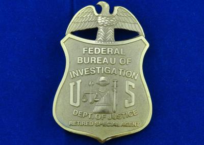 China Brass Stamped Federal Bureau Investigation Badge, Clip Souvenir Badges with Die Cast, Die Struck, Stamped for sale