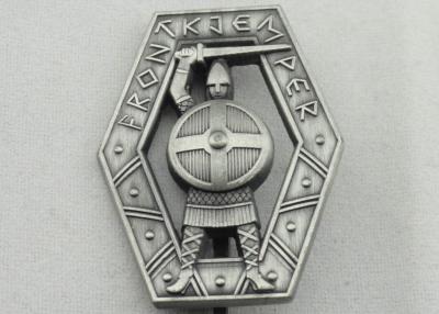 China Zinc Alloy 3D Warrior Badge, Antique Silver Plating Souvenir Clip Metal Badges for sale