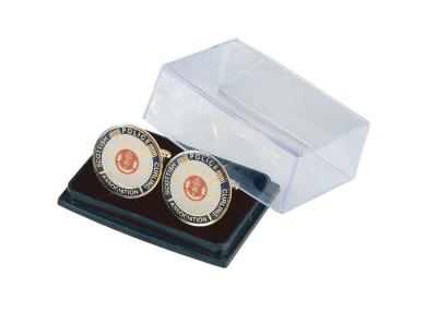 China Cufflink van de het Metaalpolitie van de manierdouane, Kopercufflinks met Geëtste Messingsfoto, Zacht Email Te koop