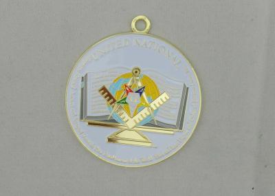 China Flat Back FreeMasons Zinc Alloy Enamel Medal with Zinc Alloy Die Casting, Gold Plating for sale