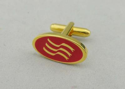 Chine Bouton de manchette rond rouge fait sur commande unique, placage à l'or d'imitation d'épaisseur de 2 millimètres à vendre