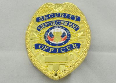 China 80mm Police Souvenir Badges , Zinc Alloy With Gold Plating Brooch Pin On Back Side for sale