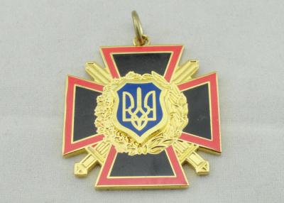 China Zinc Alloy Cross Sward Enamel Medal , Imitation Hard Enamel , Gold Plating for sale