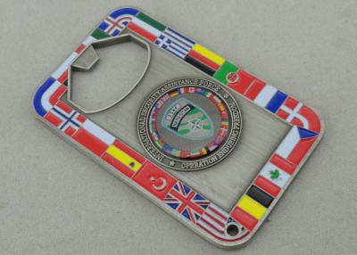 China NATO OTAN Metal Personalized Coins With Bottle Opene And Antique Silver Plating for sale