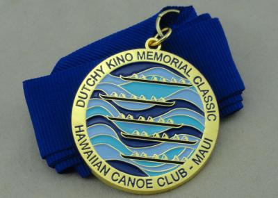 China Hawaiian Canoe Club Ribbon 3d Medal by Zinc Alloy Die Casting With Gold Plating for sale