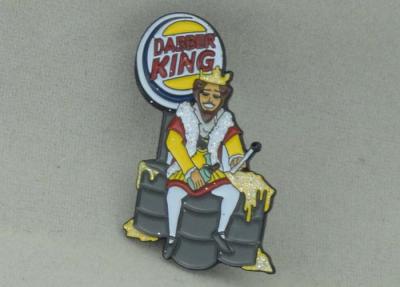 China Glitter Burger King  promotional lapel pins By Iron Stamped And Black Nickel Plating for sale