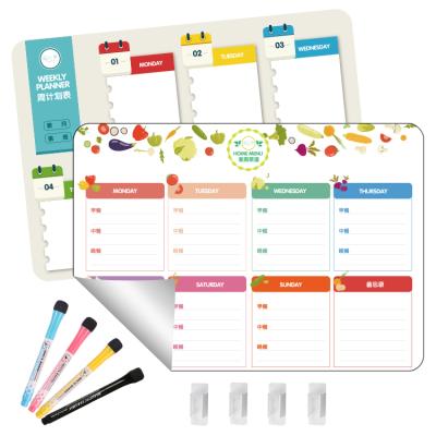 China Self Adhesive Dry Erase Board Removable Meal Planner Whiteboard Monthly Weekly Planner for Kindergarten for sale