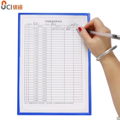 China Office Sationery High Quality Magnetic Folder Pocket with a large cutout on the front for direct writing on the folder for sale