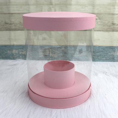 China Disposable Luxury Round Plastic PVC Clear Cylinder Hat Box Cholyn Roses Packaging Soap Flower Gift Box for sale