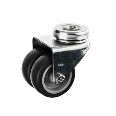 China Small PIVOT 50mm TPR Furniture Smooth Quiet Caster Wheel Twin Wheel Furniture Caster for sale