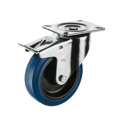 China PIVOT 100mm Swivel Plate Type Industrial Swivel Casters 4 Inch Elastic Rubber Wheels for sale