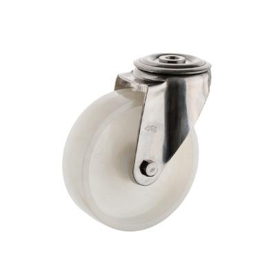 China Industrial PIVOT 8inch Swivel Bolt Hole Caster 304 Stainless Steel Housing With Wear Resistant And Durable Reinforce PA Nylon Wheel for sale