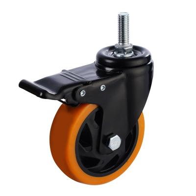 China PU Industry Caster 3inch Polyurethane Caster Medium Duty American Type Swivel Rod 75mm Swivel Type Caster for sale