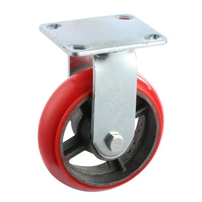 China Korean style 125mm heavy duty caster rigid fixedt 5inch red plate top type wheel for sale