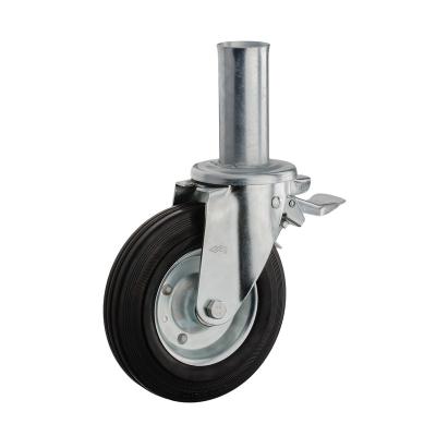 China swivel & 160mm swivel rod brake type scaffolding caster 155kgs labber rigid caster for sale