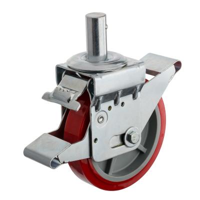 China swivel & 150mm Rigid Scaffolding Caster PU Wheel with Brake Caster Wheel for Scaffolding Ladder for sale