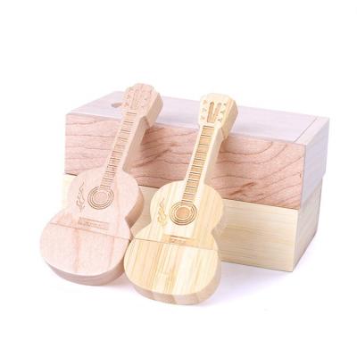 China Popular High Quality Wooden Flash Stick Guitar Wooden USB Memory Drive USB 2.0 USB 3.0 3.1 Flash Drive for sale