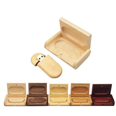 China Metal Oval Type USB Flash Drive With Wooden Box USB 2.0 USB 3.0 Memory Stick for sale