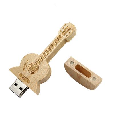 China Wholesale Wooden Guitar Shape Wooden Music Usb Flash Drive Customize Portable Flash Memory Stick for sale