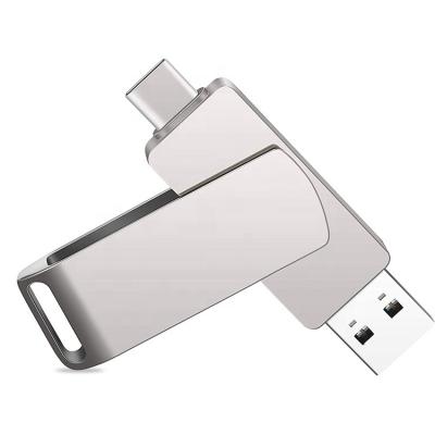 China Silver Metal 2-in-1 Usb Flash Drive With OEM Pen Drive 32GB 16GB 8GB 4GB Keychain U Disk Memory Bag Business Pendrive for sale