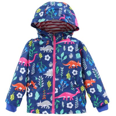 China 100% Waterproof /Windproof/Eco-friendly/Durable/Soft Dinosaurs Printing Waterproof Windproof Rain Jacket Kids Rain Coat for sale