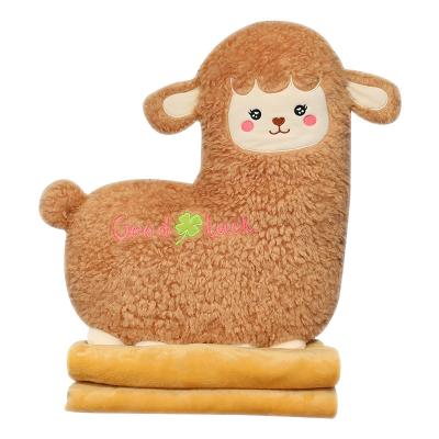 China Wholesale Comfortable Sleep Folded 2 in 1 Travel Airplane Toy Plush Animal Foldable Pillow Blanket for sale