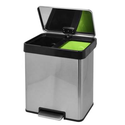 China Sustainable Proof Household Waste Recycling Bin 2 Compartments / Stainless Steel Bin Dump Customized 40L Carbon Steel Finger Accept for sale