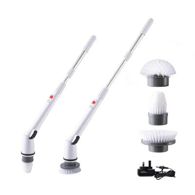 China Rotating Viable Electric Electronic Scrubber Shower Scrubber Wireless Power Bathroom Scrubber With 4 Cleaning Brush Heads for sale