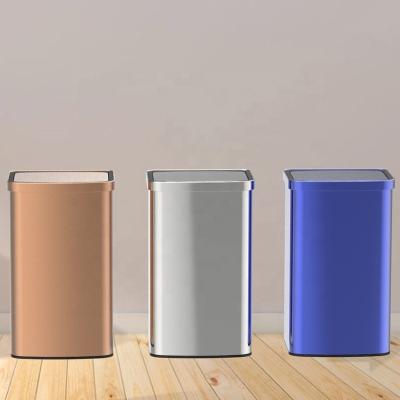 China Sustainable Intelligent Electric Self-Sealing Motion Rubbish Sensor Smart Bin Rectangle 60L Waste Bin for sale