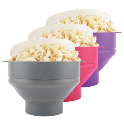 China Collapsible Popcorn Popper Bowl with Lid for Home DIY Custom Logo Microwave Popcorn Maker, Hot Air Collapsible Silicone Popcorn Maker NC; GUA for sale