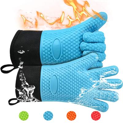 China Soft Non-slip Heat Resistant Silicone Oven Mitt BBQ Gloves Oven Baking Hot Pot Pot Holders Silicone Microwave Gloves for sale