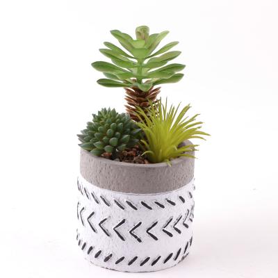 China Newly Designed Green Environmental Protection Near Nature Combination Small Artificial Succulent Cement Pot Potted Plants for sale