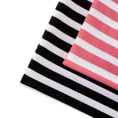 China Stretch Cool Feeling Knitted Weft Elastic Spandex Stripe Shirt Activewear Nylon Fabric For Sports for sale