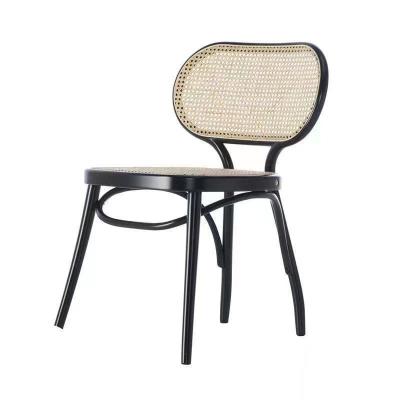 China Runxi Vintage Black Wooden Chair Rattan Cooling Solid Wood Armless Chair Dining Chair For Sale for sale