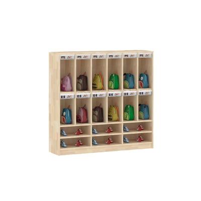 Cina Kindergarten furniture solid wood schoolbag cabinet toy cabinet wooden furniture in vendita