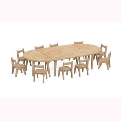 Cina Solid rubber wood material day care table and chair set for children child care center in vendita