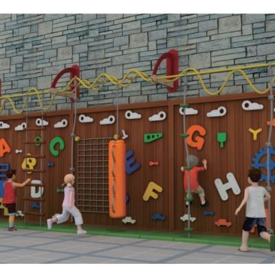 China School outdoor play structure children kindergarten wooden climbing wall for outdoor for sale