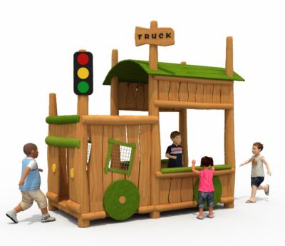 China Kindergarten Preschool and Daycare Center Outdoor Wooden Kids Role Play House for Kids Commercial Playground for sale