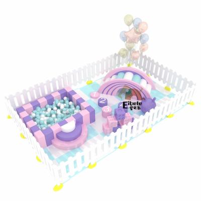 Cina Event Rental Portable White Pastel Color Toddler Foam Ball Pit Pool Indoor Soft Play Structure Equipment Set with Fence in vendita