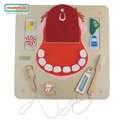 China Early Educational Learning Center Wooden Educational Toys Wall Board Games Kids Basic Skills Oral Care Learning Board for Sale Te koop